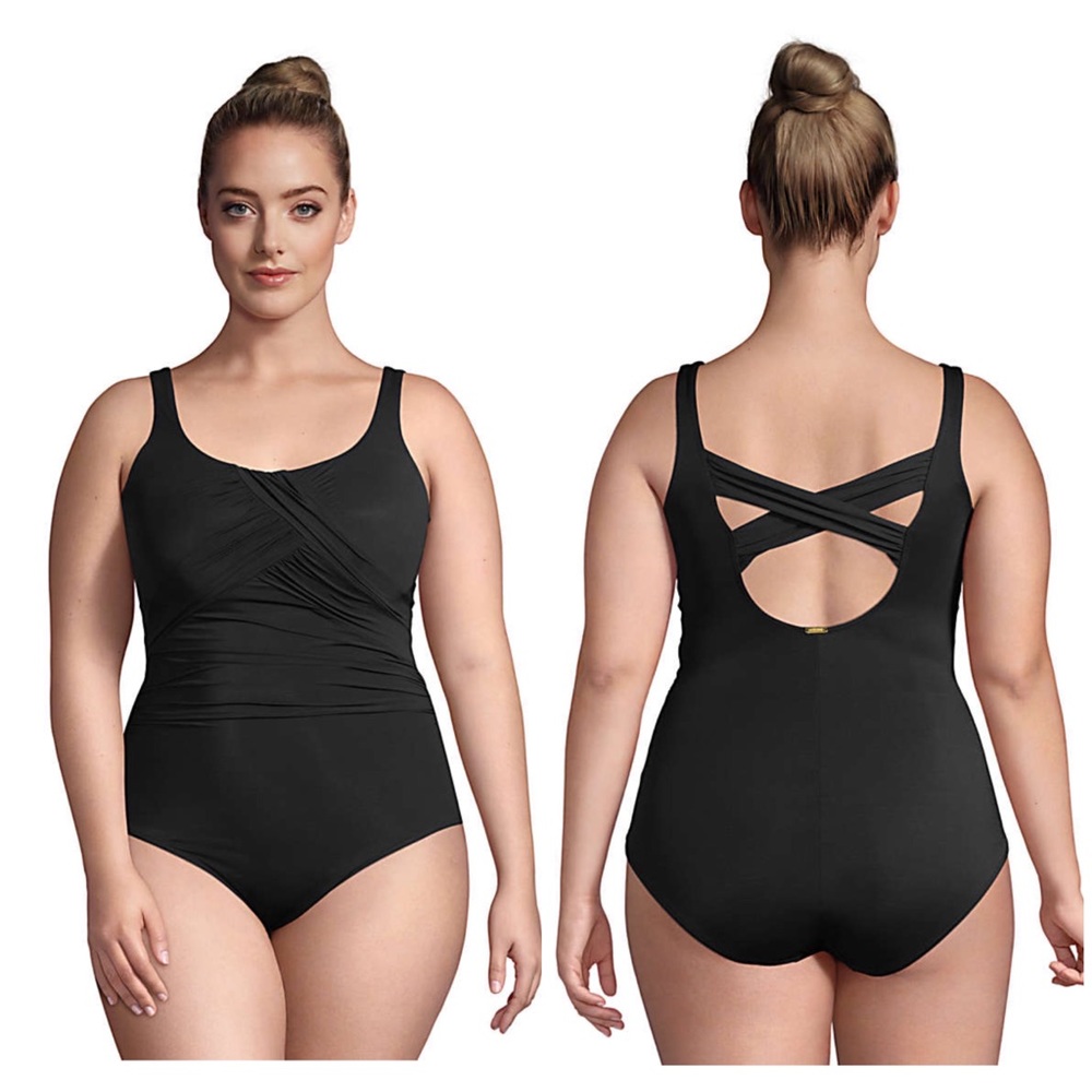 Lands end Slender Carmela Tummy Control One Piece Swimsuit 10 petite - Picture 5 of 6